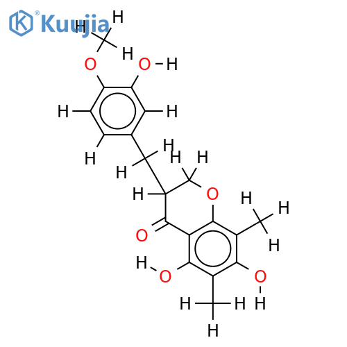 5,7-dihydroxy-6,8-dimethyl-3-(3'-hydroxy-4'-methoxybenzyl)chroman-4-one structure
