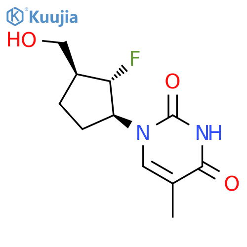 2,4(1H,3H)-Pyrimidinedione,1-[2-fluoro-3-(hydroxymethyl)cyclopentyl]-5-methyl-, [1S-(1a,2b,3a)]- (9CI) structure