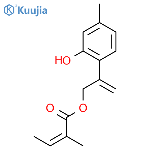(Z)-2-(2-hydroxy-4-methylphenyl)allyl 2-methylbut-2-enoate structure