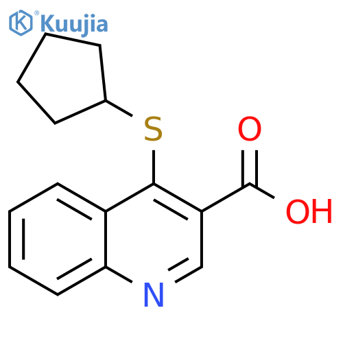 4-(cyclopentylsulfanyl)quinoline-3-carboxylic acid structure