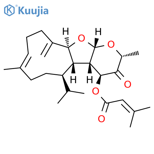 2-Butenoic acid,3-methyl-,(2R,4S,4aS,4bS,5R,8E,12aS,13aR)-3,4,4a,4b,5,6,7,10,11,12,12a,13a-dodecahydro-2,8-dimethyl-12-methylene-5-(1-methylethyl)-3-oxo-2H-cyclodeca[4,5]furo[2,3-b]pyran-4-ylester, rel-(+)- (9CI) structure