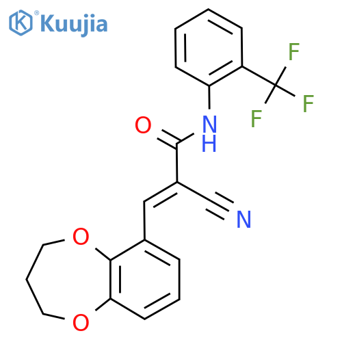 2-cyano-3-(3,4-dihydro-2H-1,5-benzodioxepin-6-yl)-N-[2-(trifluoromethyl)phenyl]prop-2-enamide structure