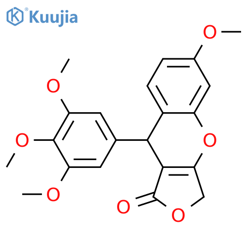 1H-Furo[3,4-b][1]benzopyran-1-one, 3,9-dihydro-6-methoxy-9-(3,4,5-trimethoxyphenyl)-  structure