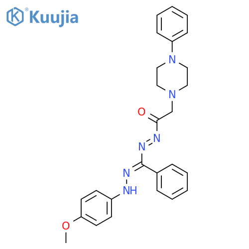 1-Piperazineaceticacid, 4-phenyl-, 2-[[2-(4-methoxyphenyl)diazenyl]phenylmethylene]hydrazide structure
