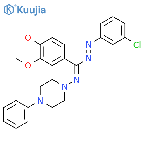 1-Piperazinamine,N-[[2-(3-chlorophenyl)diazenyl](3,4-dimethoxyphenyl)methylene]-4-phenyl- structure