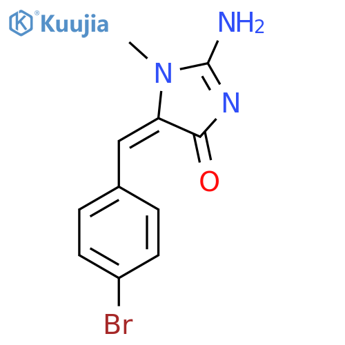 (5E)-5-[(4-bromophenyl)methylidene]-2-imino-1-methylimidazolidin-4-one structure