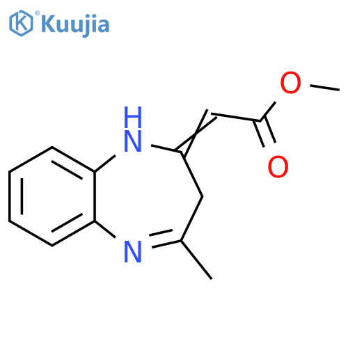 Acetic acid, 2-(1,3-dihydro-4-methyl-2H-1,5-benzodiazepin-2-ylidene)-, methyl ester structure