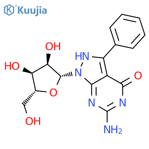 4H-Pyrazolo[3,4-d]pyrimidin-4-one,6-amino-1,5-dihydro-3-phenyl-1-b-D-ribofuranosyl- structure