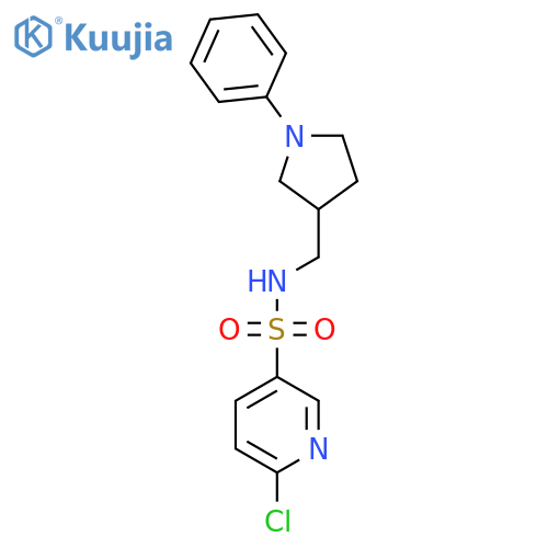 6-chloro-N-[(1-phenylpyrrolidin-3-yl)methyl]pyridine-3-sulfonamide structure