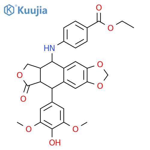 ethyl 4-{[(5R,9S)-9-(4-hydroxy-3,5-dimethoxyphenyl)-8-oxo-5,5a,6,8,8a,9-hexahydrofuro[3',4':6,7]naphtho[2,3-d][1,3]dioxol-5-yl]amino}benzoate structure