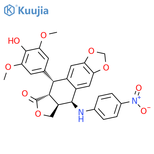 Furo[3',4':6,7]naphtho[2,3-d]-1,3-dioxol-6(5aH)-one,5,8,8a,9-tetrahydro-5-(4-hydroxy-3,5-dimethoxyphenyl)-9-[(4-nitrophenyl)amino]-,(5R,5aR,8aS,9S)- structure