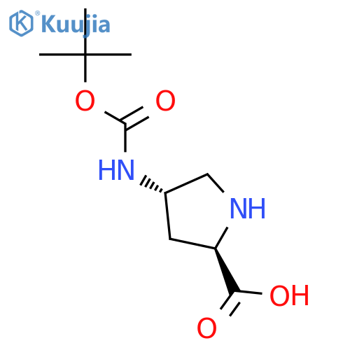 (2R,4S)-4-{[(tert-butoxy)carbonyl]amino}pyrrolidine-2-carboxylic acid structure
