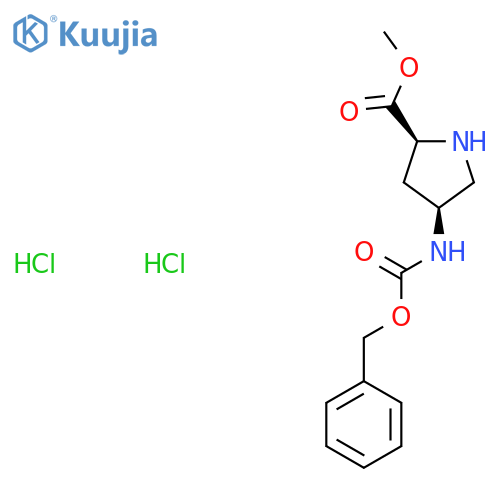 (2S,4S)-Methyl 4-(((benzyloxy)carbonyl)amino)pyrrolidine-2-carboxylate dihydrochloride structure