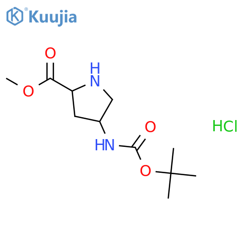 methyl (2R,4R)-4-(tert-butoxycarbonylamino)pyrrolidine-2-carboxylate;hydrochloride structure