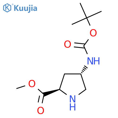 (2R,4S)-Methyl 4-((tert-butoxycarbonyl)amino)pyrrolidine-2-carboxylate structure