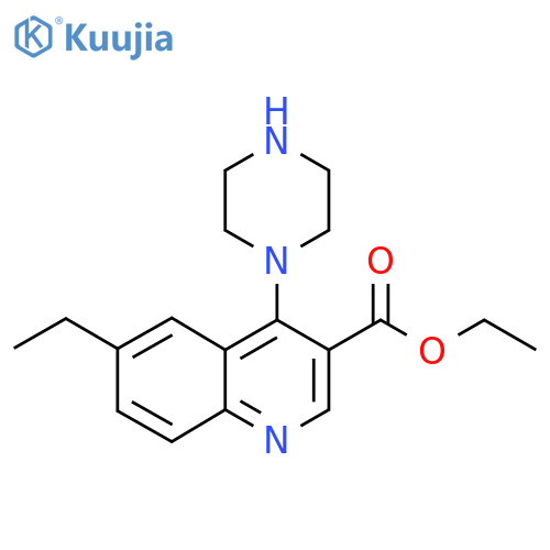 Ethyl 6-ethyl-4-(piperazin-1-yl)quinoline-3-carboxylate structure