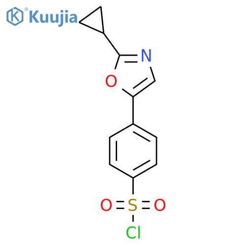 4-(2-cyclopropyloxazol-5-yl)benzene-1-sulfonyl chloride structure