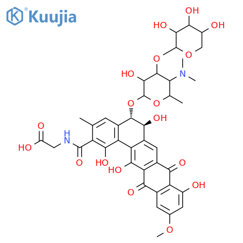 Glycine,N-[[5-[[4,6-dideoxy-4-(dimethylamino)-3-O-b-D-xylopyranosyl-b-D-galactopyranosyl]oxy]-5,6,8,13-tetrahydro-1,6,9,14-tetrahydroxy-11-methoxy-3-methyl-8,13-dioxobenzo[a]naphthacen-2-yl]carbonyl]-,(5S-trans)- (9CI) structure