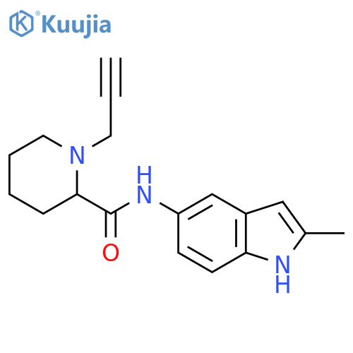 N-(2-methyl-1H-indol-5-yl)-1-(prop-2-yn-1-yl)piperidine-2-carboxamide structure