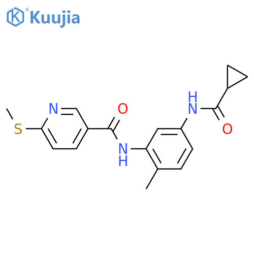 N-(5-cyclopropaneamido-2-methylphenyl)-6-(methylsulfanyl)pyridine-3-carboxamide structure