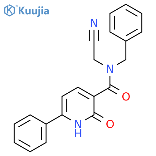 N-benzyl-N-(cyanomethyl)-2-oxo-6-phenyl-1,2-dihydropyridine-3-carboxamide structure