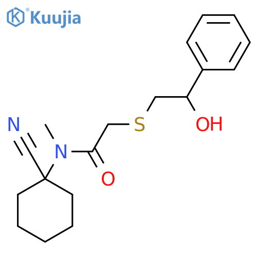 N-(1-cyanocyclohexyl)-2-[(2-hydroxy-2-phenylethyl)sulfanyl]-N-methylacetamide structure