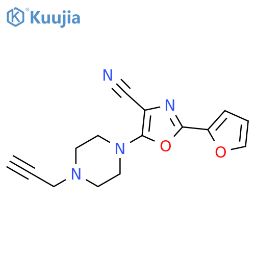 2-(2-Furanyl)-5-[4-(2-propyn-1-yl)-1-piperazinyl]-4-oxazolecarbonitrile structure