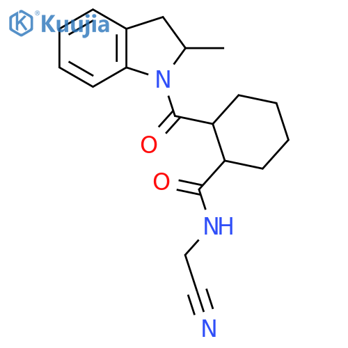 N-(cyanomethyl)-2-(2-methyl-2,3-dihydro-1H-indole-1-carbonyl)cyclohexane-1-carboxamide structure