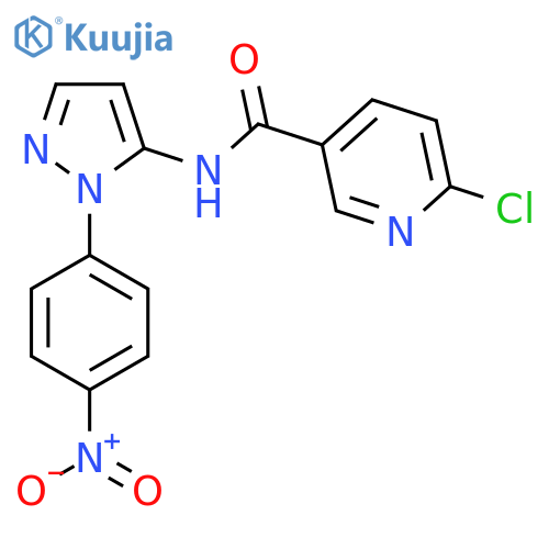 6-chloro-N-[1-(4-nitrophenyl)-1H-pyrazol-5-yl]pyridine-3-carboxamide structure