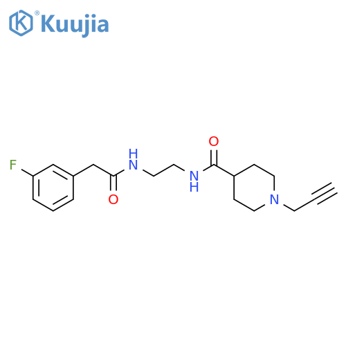2-(3-fluorophenyl)-N-(2-{[1-(prop-2-yn-1-yl)piperidin-4-yl]formamido}ethyl)acetamide structure
