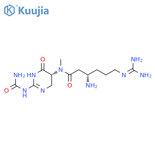 Hexanamide,3-amino-N-[(5R)-2-[(aminocarbonyl)amino]-1,4,5,6-tetrahydro-4-oxo-5-pyrimidinyl]-6-[(aminoiminomethyl)amino]-N-methyl-,(3S)- (9CI) structure