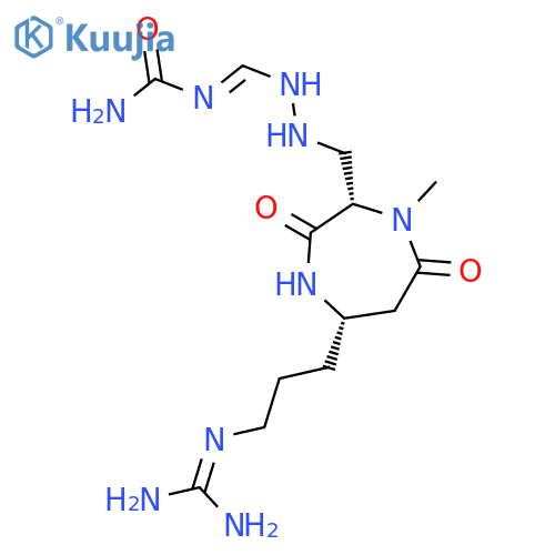 Urea,[[[[(2S,5S)-5-[3-[(aminoiminomethyl)amino]propyl]hexahydro-1-methyl-3,7-dioxo-1H-1,4-diazepin-2-yl]methyl]amino]iminomethyl]-(9CI) structure