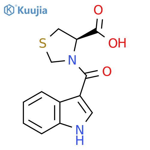 (4R)-3-(1H-indole-3-carbonyl)-1,3-thiazolidine-4-carboxylic acid structure