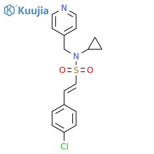 (E)-2-(4-chlorophenyl)-N-cyclopropyl-N-(pyridin-4-ylmethyl)ethenesulfonamide structure