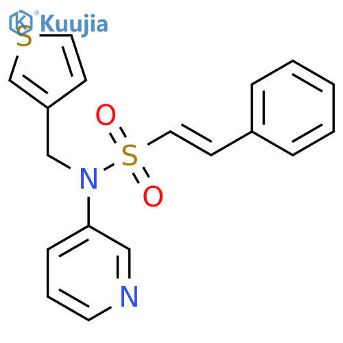 2-phenyl-N-(pyridin-3-yl)-N-[(thiophen-3-yl)methyl]ethene-1-sulfonamide structure