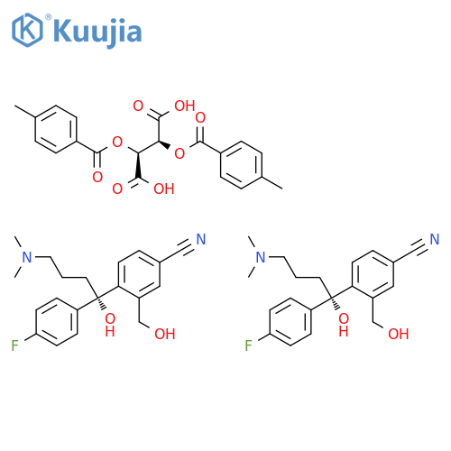 (S)-4-4-(Dimethylamino)-1-(4-fluorophenyl)-1-hydroxybutyl-3-(hydroxymethyl)-benzonitrile Di-p-toluoyl-D-tartrate Salt (2:1) structure