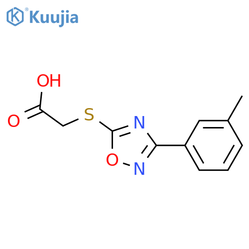 2-{3-(3-methylphenyl)-1,2,4-oxadiazol-5-ylsulfanyl}acetic acid structure