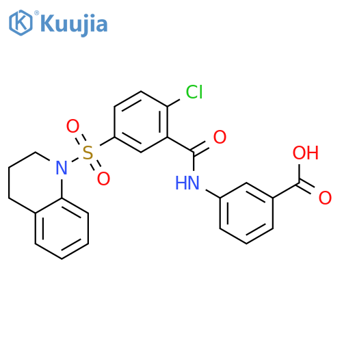 3-{[2-chloro-5-(3,4-dihydro-1(2h)-quinolinylsulfonyl)benzoyl]amin O}benzoic Acid structure