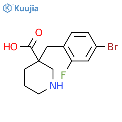 3-[(4-Bromo-2-fluorophenyl)methyl]piperidine-3-carboxylic acid structure