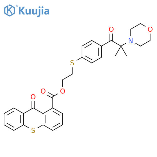 9H-Thioxanthene-1-carboxylic acid, 9-oxo-,2-[[4-[2-methyl-2-(4-morpholinyl)-1-oxopropyl]phenyl]thio]ethyl ester structure
