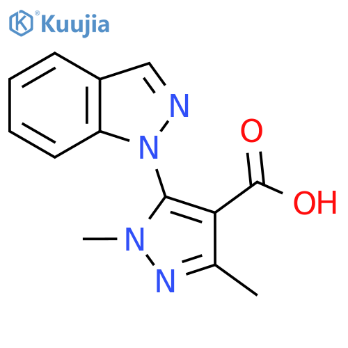5-Indazol-1-yl-1,3-dimethylpyrazole-4-carboxylic acid structure