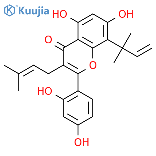 2-(2,4-dihydroxyphenyl)-3-(3-methyl-2-buten-1-yl)-5,7-dihydroxy-8-(1,1-dimethyl-2-propen-1-yl)-4H-[1]benzopyran-4-one structure