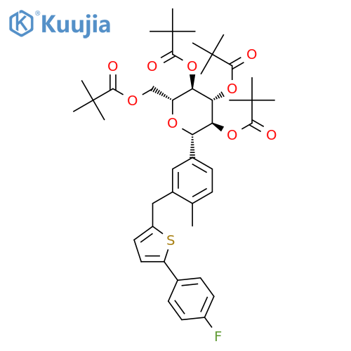 (2S,3S,4R,5R,6R)-2-(3-((5-(4-FLUOROPHENYL)THIOPHEN-2-YL)METHYL)-4-METHYLPHENYL)-6-(PIVALOYLOXYMETHYL)TETRAHYDRO-2H-PYRAN-3,4,5-THIYL TRIS(2,2-DIMETHYLPROPANOATE) structure