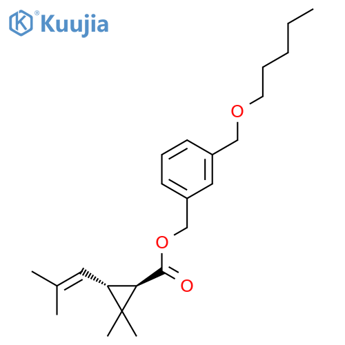 Cyclopropanecarboxylicacid, 2,2-dimethyl-3-(2-methyl-1-propen-1-yl)-,[3-[(pentyloxy)methyl]phenyl]methyl ester, (1R,3R)- structure