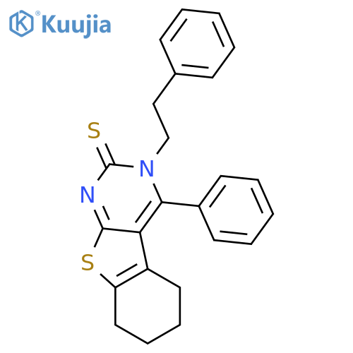 [1]Benzothieno[2,3-d]pyrimidine-2(3H)-thione,5,6,7,8-tetrahydro-4-phenyl-3-(2-phenylethyl)- structure