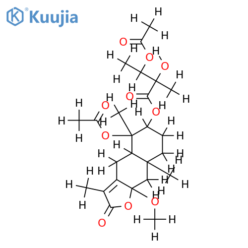 3alpha-(2'-hydroxy-3'-acetoxy-2'-methylbutyryloxy)-4alpha-acetoxy-8beta-methoxy-7(11)-eudesmen-12,8-olide structure