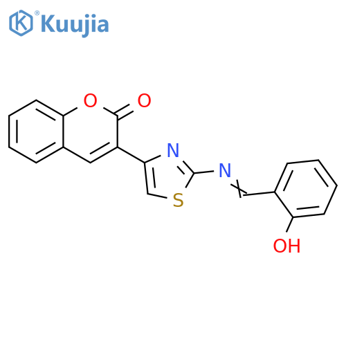 2H-1-Benzopyran-2-one,3-[2-[[(2-hydroxyphenyl)methylene]amino]-4-thiazolyl]- structure