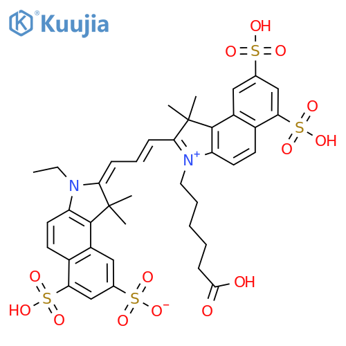 (2E)-2-[(E)-3-[3-(5-Carboxypentyl)-1,1-dimethyl-6,8-disulfobenzo[e]indol-3-ium-2-yl]prop-2-enylidene]-3-ethyl-1,1-dimethyl-6-sulfobenzo[e]indole-8-sulfonate structure