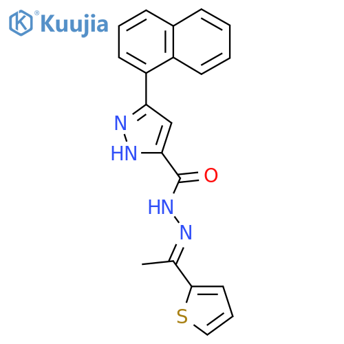 3-(naphthalen-1-yl)-N'-(1E)-1-(thiophen-2-yl)ethylidene-1H-pyrazole-5-carbohydrazide structure