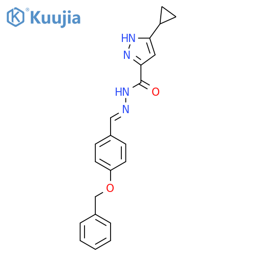 N'-(1E)-4-(benzyloxy)phenylmethylidene-3-cyclopropyl-1H-pyrazole-5-carbohydrazide structure
